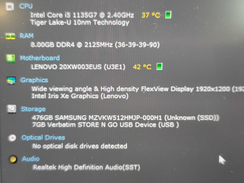 Lenovo ThinkPad X1 Carbon Gen 9| i5-1135G7| 8GB DDR4| 512GB SSD  β Lap200