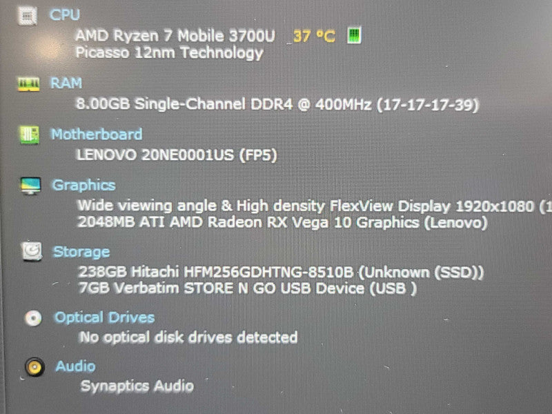 Lenovo ThinkPad E495| Ryzen 7 3700u| 8GB DDR4| 256GB SSD  β Lap200