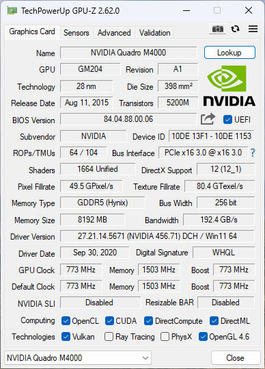 NVIDIA Quadro M4000 | 8GB GDDR5 Graphics Card | 4xDP
