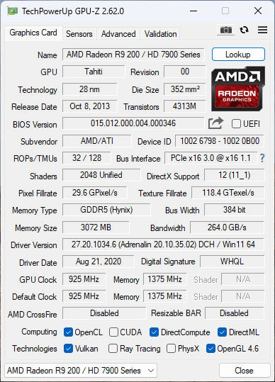 SAPPHIRE RADEON HD 7970 3GB PCIE %