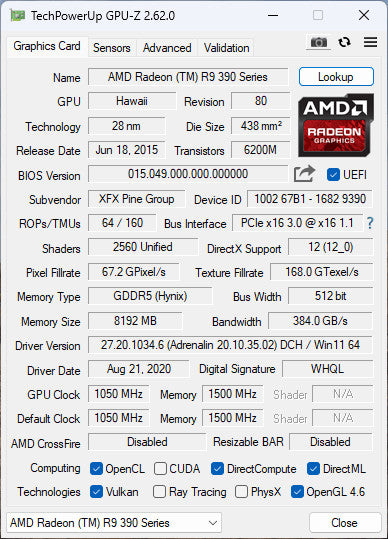 XFX AMD RADEON R9 390 8GB PCIE %