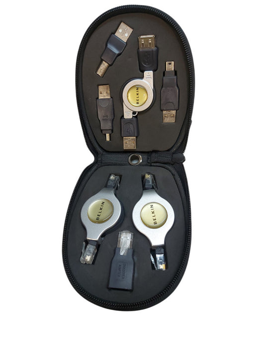 Belkin 7-in-1 Retractable Cable Travel Pack With Hard Case F3X1724