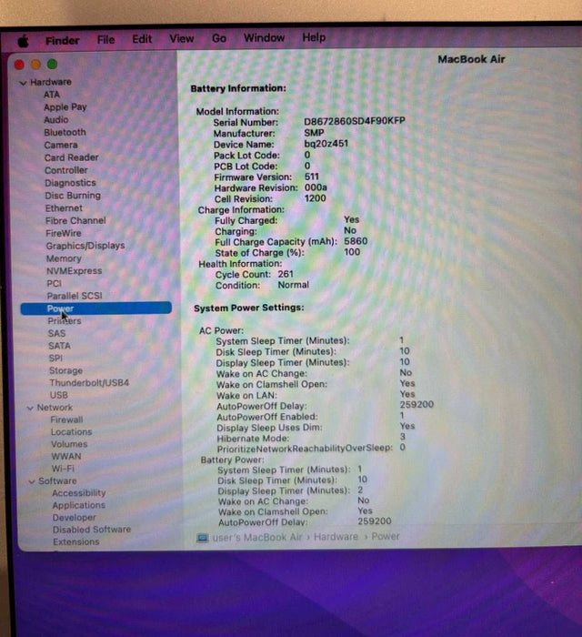 Apple MacBook Air 13-inch 2017 i5-5350U 8GB 256SSD No Power Adapter