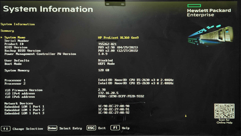 HP PL DL360 Gen 9 1U 8x2.5", 2x Xeon E5-2630 v3 2.40GHz, 128GB DDR4, P440ar