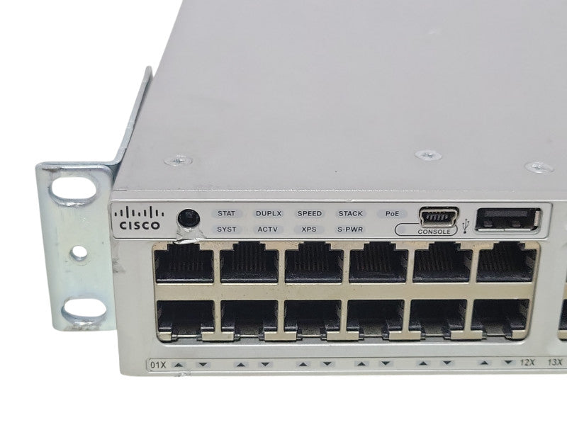 Cisco WS-C3850-48F-S 48-Port Gig PoE+ Switch w/ C3850-NM-2-10G 1100WAC, READ _