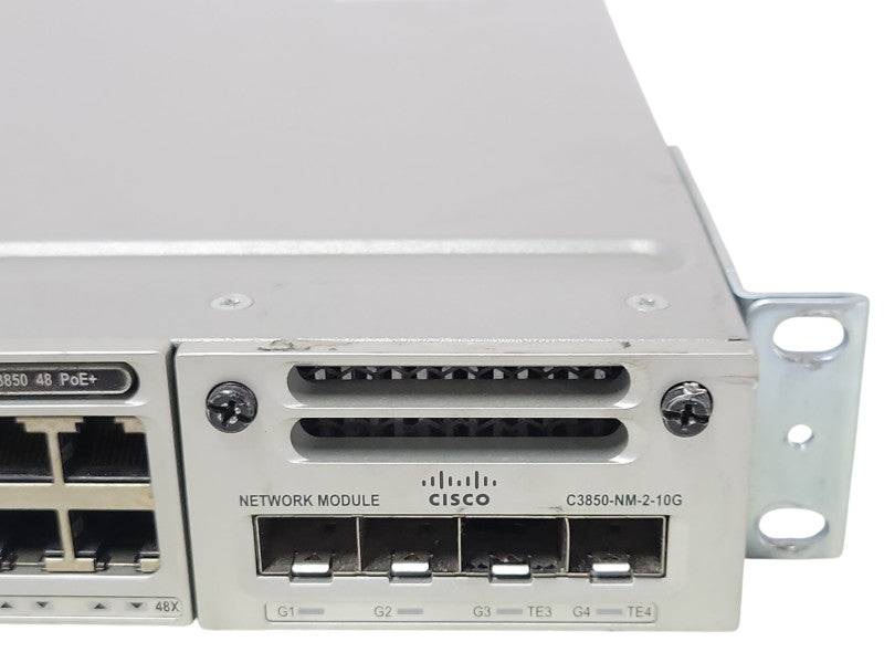 Cisco WS-C3850-48F-S 48-Port Gig PoE+ Switch w/ C3850-NM-2-10G 1100WAC, READ _