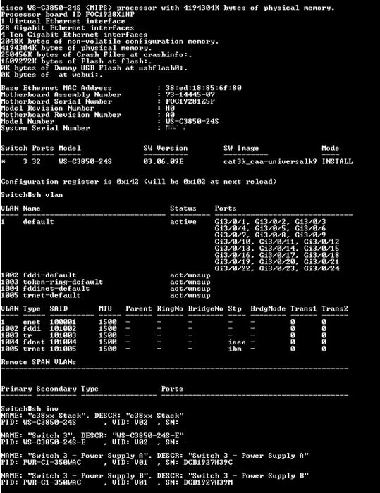 Cisco Catalyst WS-C3850-24S-E V02 | 24 Port GE SFP Switch IP Base | 2x PSU
