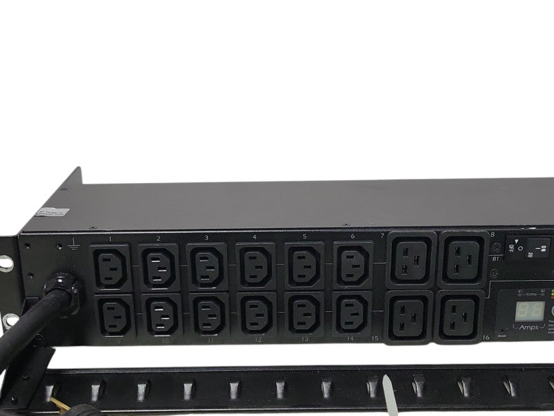 APC AP7811 Metered PDU 2U 24A 208V 50/60Hz 12XC13 4XC19 with Rack Ears _