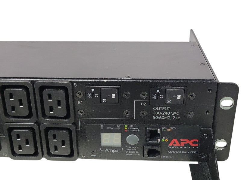 APC AP7811 Metered PDU 2U 24A 208V 50/60Hz 12XC13 4XC19 with Rack Ears _