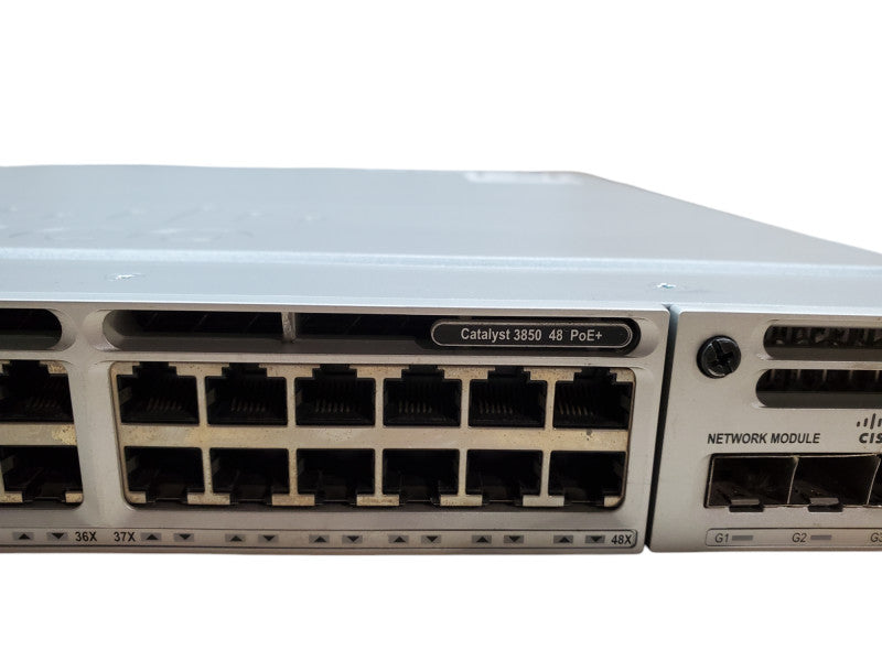 Cisco WS-C3850-48F-S 48-Port Gigabit PoE+ Switch 1x 1100W PSU C3850-NM-2-10G