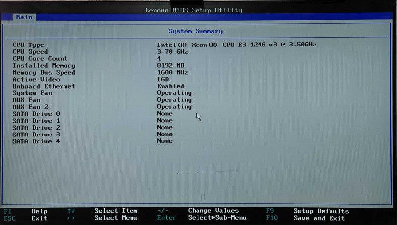 Lenovo ThinkServer RS140 1U, Xeon E3-1246 v3 3.5GHz, 8GB RAM, No HDD