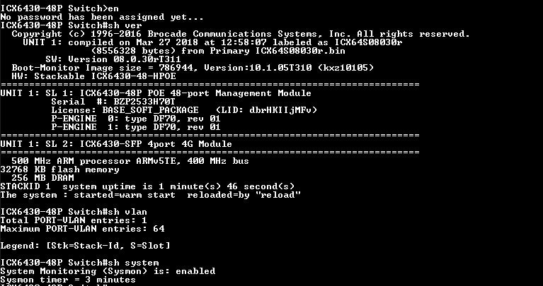 Brocade ICX 6430-48P ICX6430-48P 48x 1GbE RJ45 PoE + 4x 1GbE SFP Port Switch