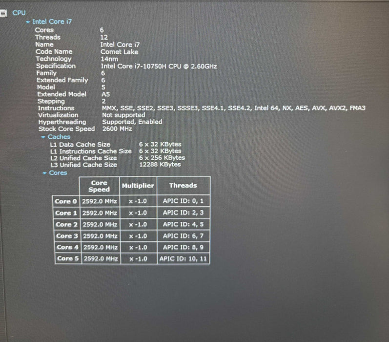 Lenovo ThinkPad T15g Gen 1 i7-10750H@2.6 RTX 2070 8GB GPU 32GB RAM 256GB SSD  Lap200