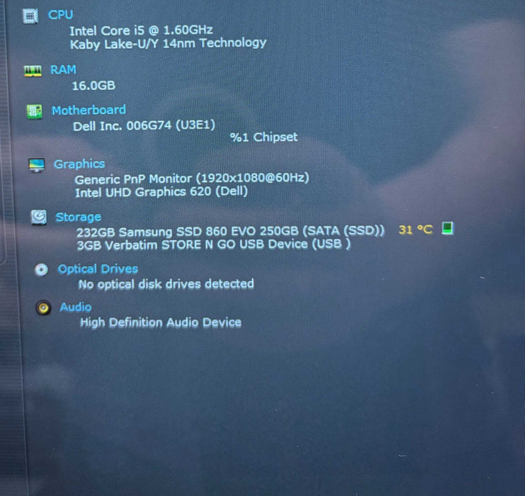 Dell Inspiron 5379 TOUCH Intel Core i5-8250U@1.6GHz 16GB DDR4 RAM 256GB SSD  Lap200