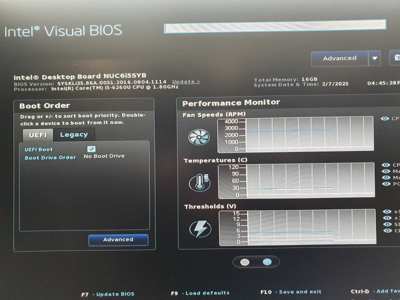 Intel NUC NUC6i5SYK Mini PC | i5-6260U @ 1.80GHz 16GB RAM | No HDD/OS