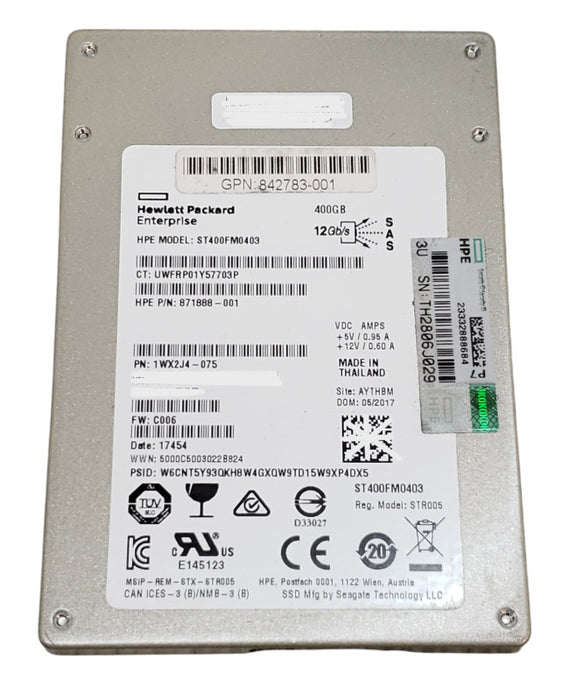 400GB SAS 2.5" 7mm SEAGATE / HP Enterprise 12Gb/s SSD - ST400FM0403/0233 Q+