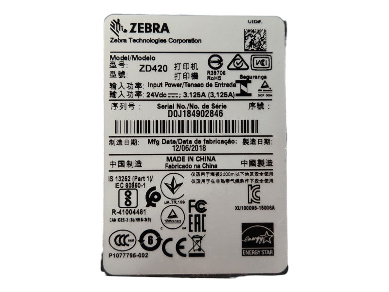 Zebra ZD420 ZD42043-T01W01EZ Thermal Label Printer, READ
