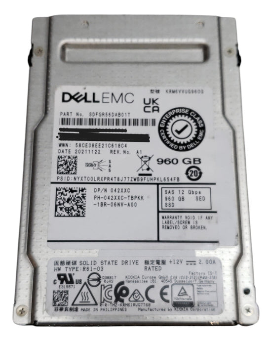 960GB SAS 2.5" 15mm Dell EMC 12Gb/s SSD Q+