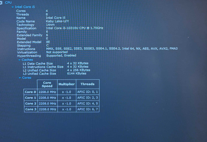 Lenovo ThinkPad L14 Intel Core i5-10310U@1.7GHz 16GB RAM 256GB SSD  Lap200