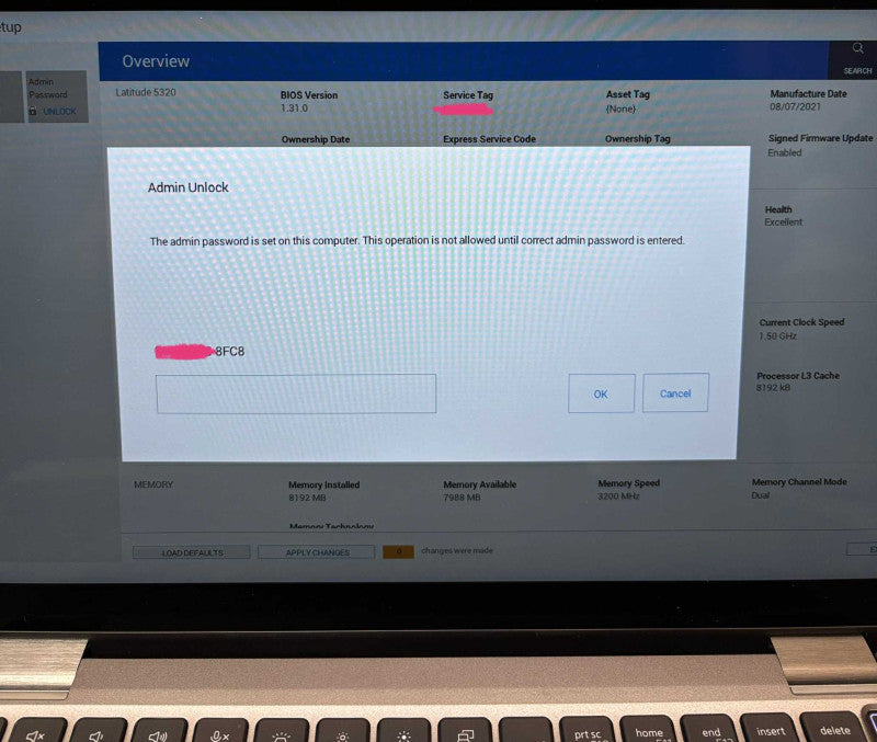 Dell Latitude 5320 TOUCH i5--1145G7 8GB BIOS Locked  For Parts/Repair READ!  Lap200