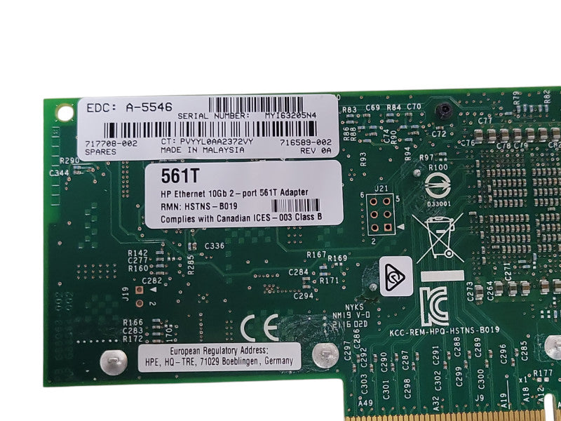 HP 561T Dual Port 10GB 10GBASE-T Ethernet Network Adapter RJ-45 PCI-E _