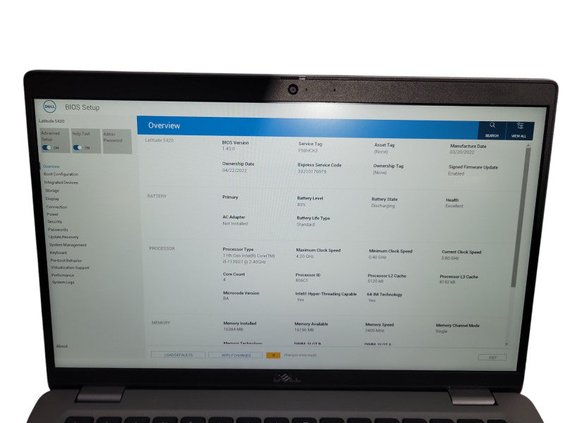 Dell Latitude 5420 Intel Core i5-1145G7@2.6GHz 16GB DDR4 RAM 256GB SSD READ ! Lap200