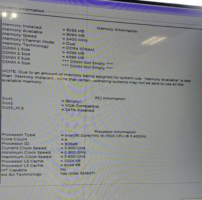 Full PC Set To Plug & Use: i5-7500 CPU| 8GB RAM| 750GB Storage|24" Monitor