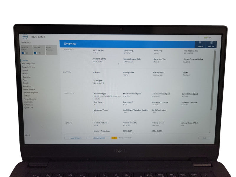 Dell Latitude 3410 Intel Core i5-10310U@1.7GHz 16GB DDR4 RAM 256GB NVMe SSD READ ! Lap200