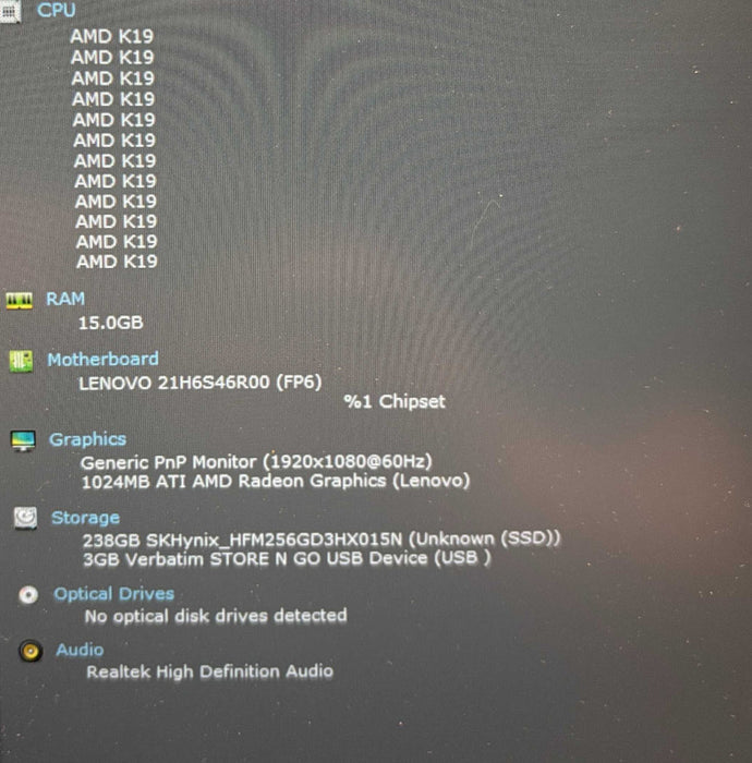 Lenovo ThinkPad L14 Gen 4 AMD Ryzen 5 PRO 7530U 16GB RAM 256GB SSD READ! Q Lap200