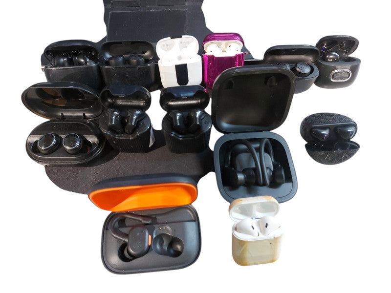 WIRELESS/BLUETOOTH EAR BUDS & CASES- 19 Pieces- Read Description