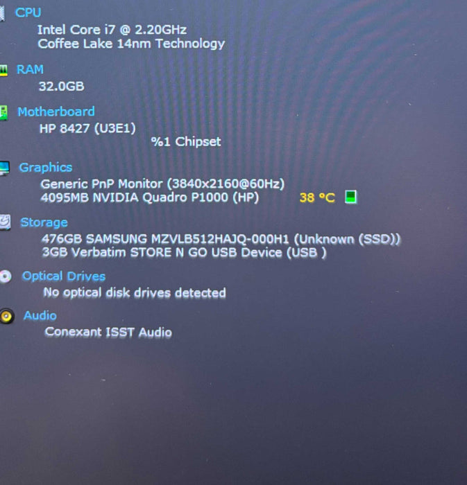 HP ZBook Studio G5 4K LCD i7-8750H QUADRO P1000 4GB GPU 32GB RAM 512SSD READ!  Lap200