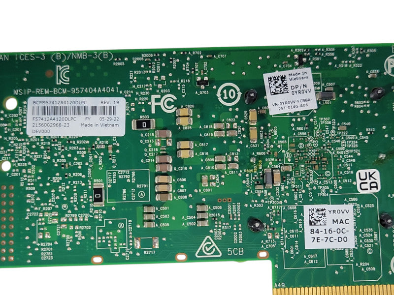 Dell 0YR0VV Broadcom 57412 10Gb SFP+ Dual Port Low Profile Network Card _