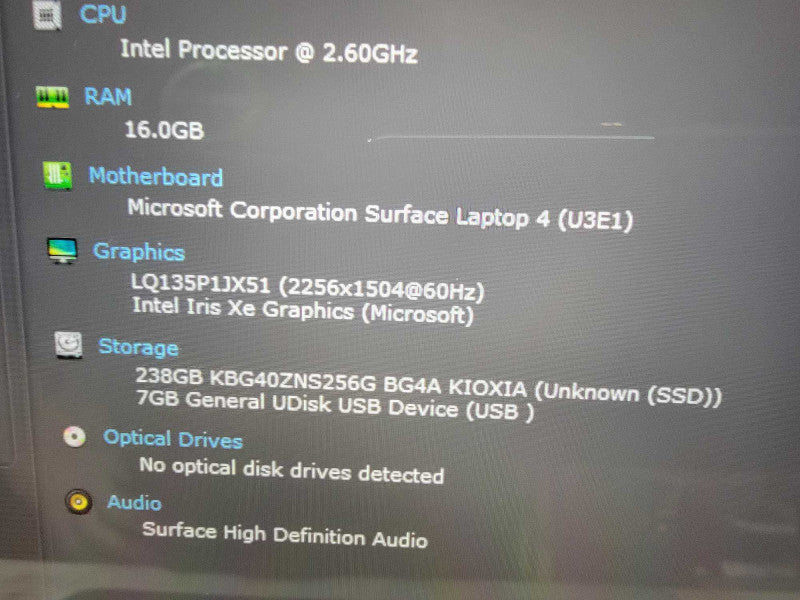 MS Surface Laptop 4 1951 15" | i5-1145G7 @2.6GHz 16GB RAM 256GB SSD - READ  Lap200