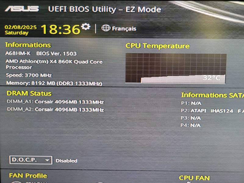 AMD Althon X4 860k | ASUS A68HM-K | 8GB RAM %