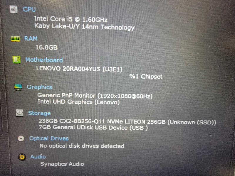 Lenovo E14 14" | i5-10210U @1.6GHz 16GB DDR4 256GB SSD - READ  Lap200