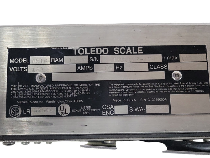 DigiTol Toledo scale 8510 Digital Scale Display Screen, READ _