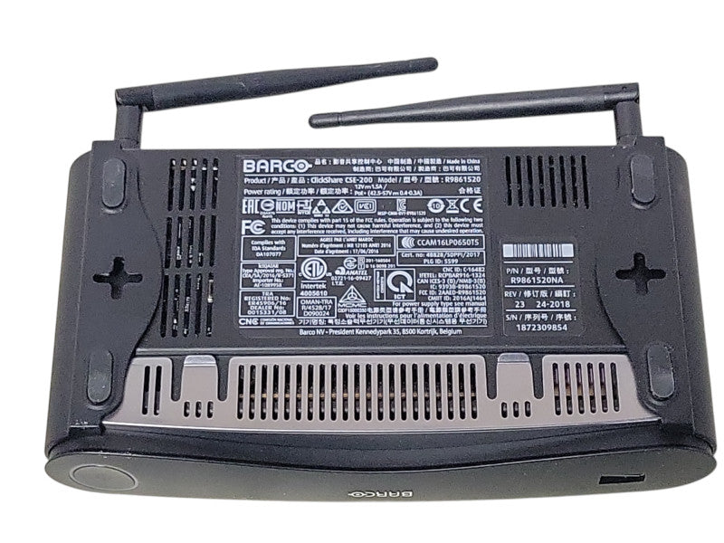 Barco ClickShare CSE-200 Wireless Presentation System R9861520 w/ 2x Antennas Q_