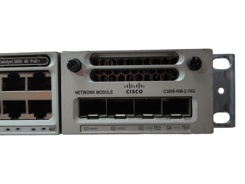 Cisco WS-C3850-48P-L 48-Port PoE+ Gigabit Switch w/ C3850-NM-2-10G, 1100W PSU