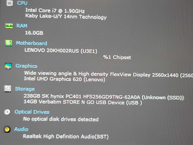 Lenovo ThinkPad X1 Carbon| i7-8650U| 16GB RAM| 256GB SSD  β Lap200