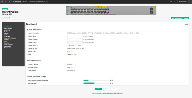 HPE OfficeConnect Switch 1920S 24G 2SFP PoE+ (370W) JL385A