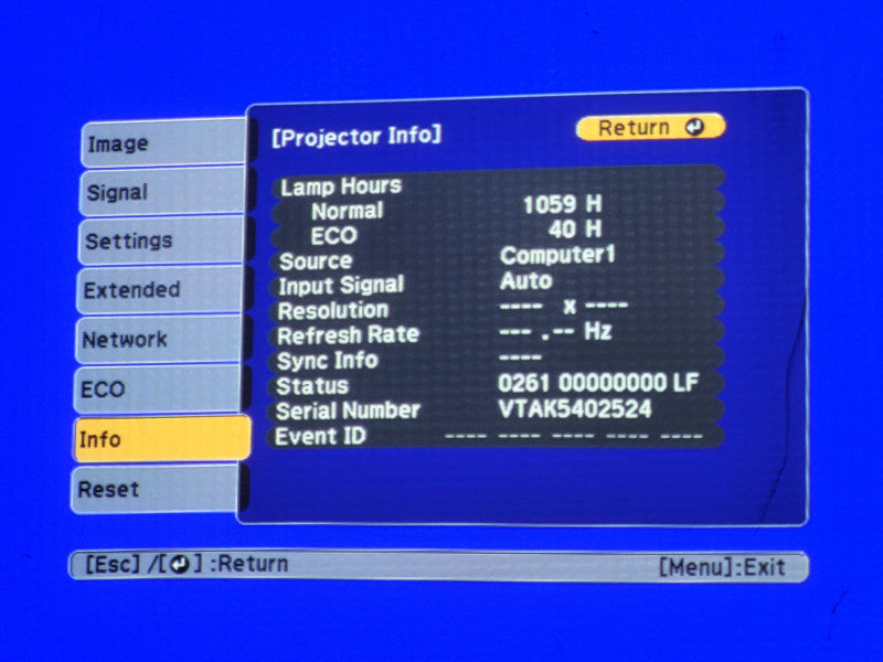 Epson PowerLite 98H 3LCD 3000 Lumens HDMI Projector No remote $