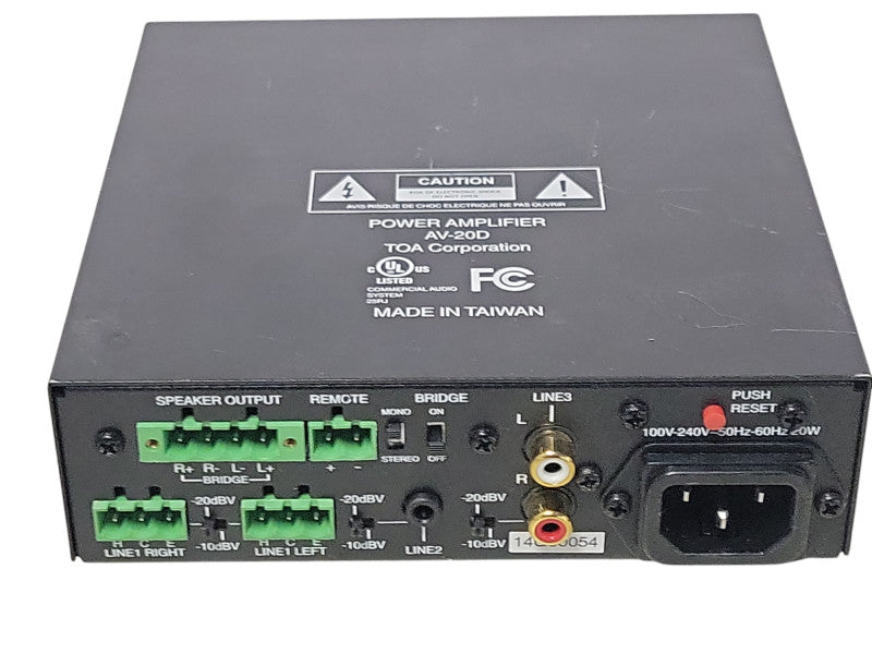TOA Power Amplifier AV-20D Tested to power on, See Detail _