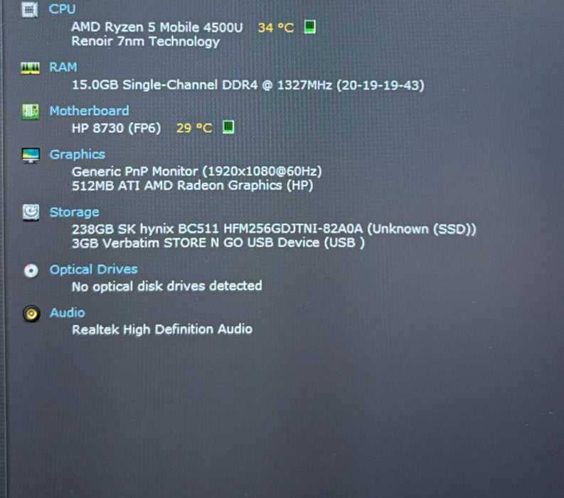 HP ProBook 445 G7 AMD Ryzen 5 4500U 16GB DDR4 RAM 256GB SSD  Lap200