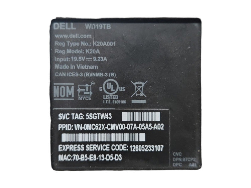 Dell WD19TB Thunderbolt K20A USB-C Docking Station | Tested