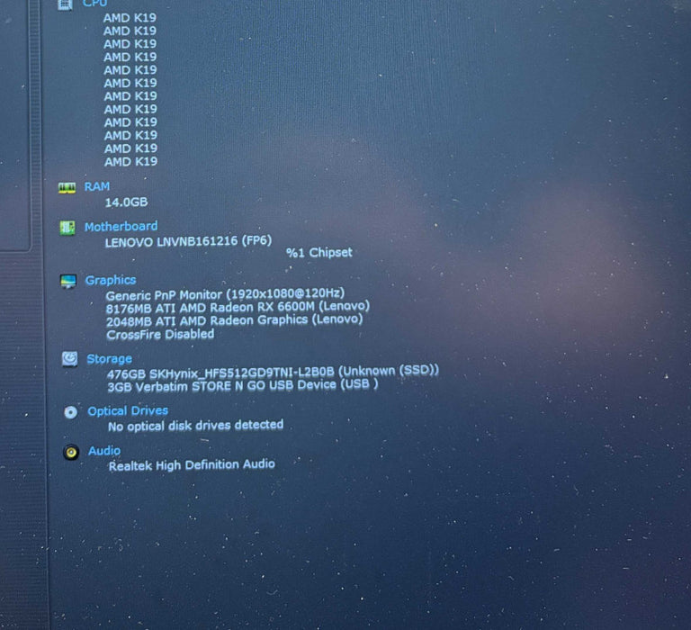 Lenovo Legion 15ACH6 Ryzen 5 5600H RX6600M 16GB RAM 512SSD Faulty Webcam READ  Lap200