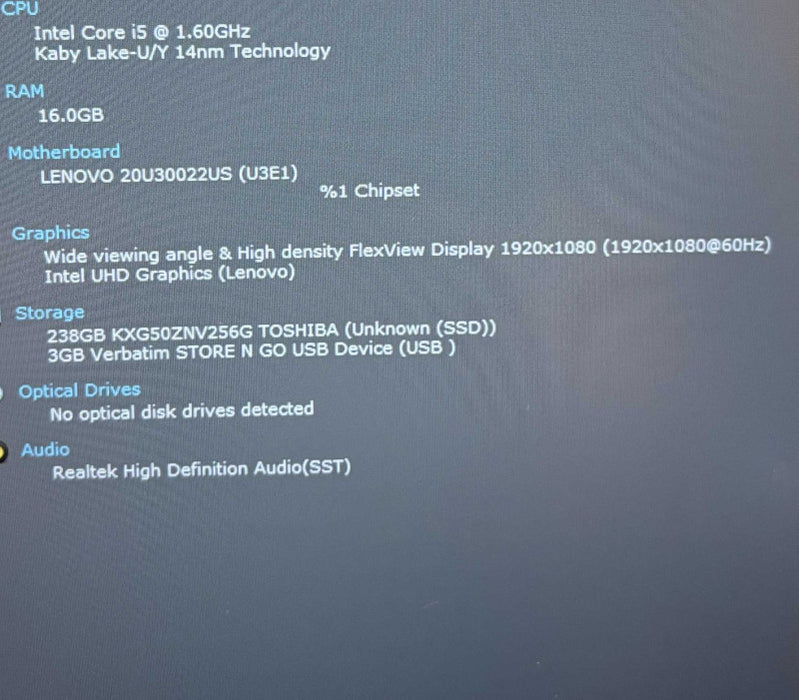 Lenovo ThinkPad L15 i5-10210U 16GB 256SSD Cracked Corner READ!  Lap200
