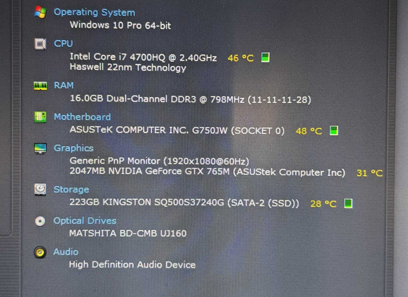 Asus Gaming Laptop i7-4700HQ CPU| 16GB RAM | NVIDIA GTX 765M  Lap200
