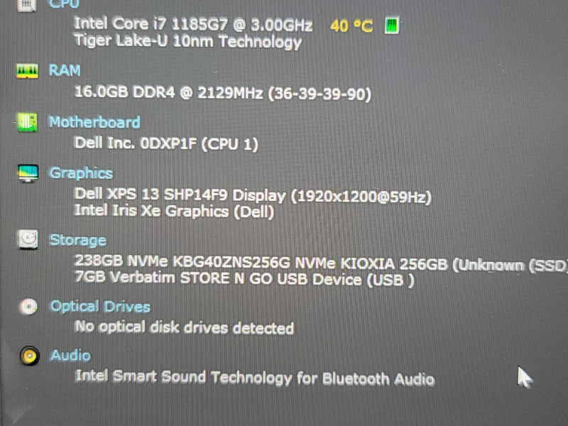 Dell XPS 13 9310| i7-1185G7| 16GB DDR4| 256GB SSD  β Lap200