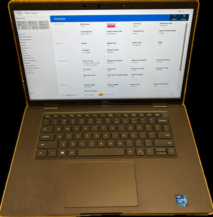 Dell Latitude 7520 i7-1185G7@3GHz 16GB RAM BIOS Locked For Parts/Repair READ  Lap200