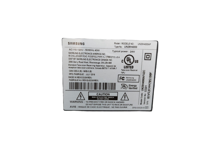 Samsung 28" LCD TV Model: UN28H4000AF =